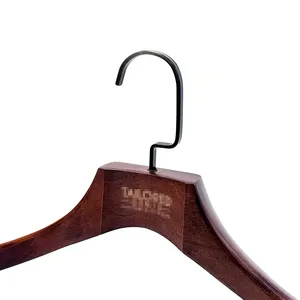 Antique Solid Wooden Coat Suit Hangers Anti-slip Crossbar/Trouser Concave Head Wide Shoulder Hanger For Clothing Store