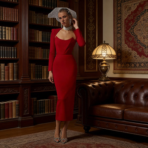 <span class=keywords><strong>Robe</strong></span> bandage élégante pour <span class=keywords><strong>femme</strong></span>, haute qualité, noire, rose, rouge, pour soirée, <span class=keywords><strong>cocktail</strong></span>, bal de promo, mode, coupe droite, manches longues, moulante - Product Image 6
