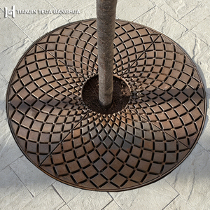 Grille de protection d'arbres en acier Corten sur mesure, ronde, en métal, pour jardin urbain, avec <span class=keywords><strong>patine</strong></span> de <span class=keywords><strong>rouille</strong></span>, OEM disponible - Product Image 1