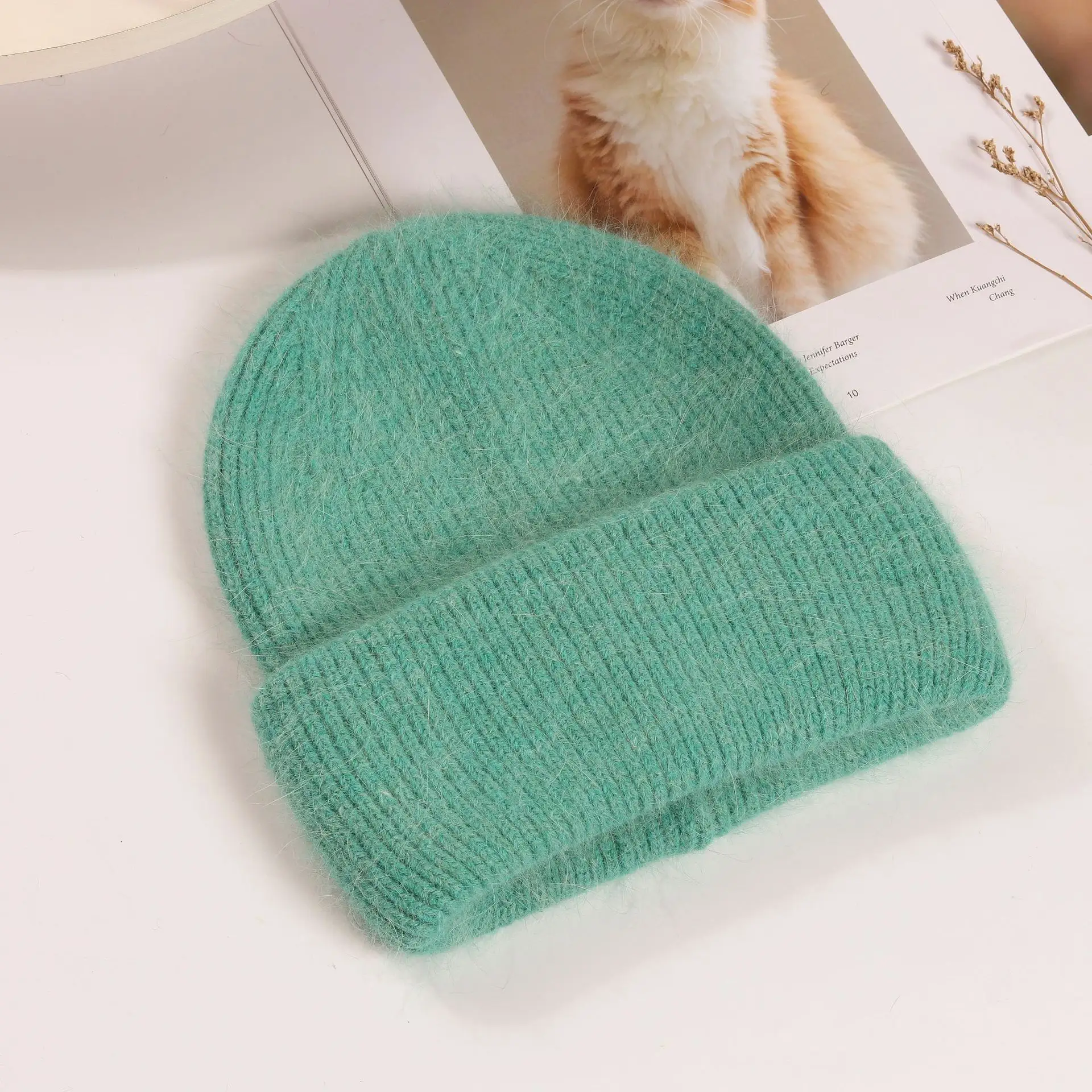 Crochet cachemire tricoté bonnets chapeau fabriqué tricot en vrac chapeaux d'hiver mignon angora machine pour hommes bonnet de laine