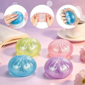 Jouet anti-stress en silicone et plastique de haute qualité, en forme de boulette vapeur scintillante, à presser avec les doigts - Product Image 2