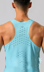 カスタマイズされた男性用ノースリーブ通気性と速乾性スポーツベスト弾性生地メッシュジムベスト男性用スポーツジョギングベスト - Product Image 3