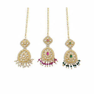 Jewelemarket Maangtikka Chapado en Oro Verde con Piedra de Cristal y Perlas 11151630GR Joyería Elegante con Perlas - Product Image 2