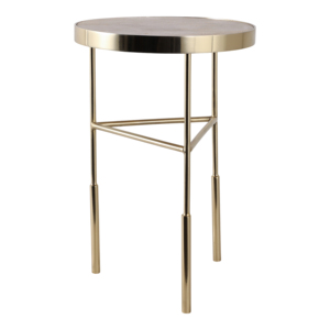 Elegant Pedestal Cocktail <b>Table</b> <b>Round</b> Top With Raised Rim <b>Gold</b> Finish <b>Side</b> <b>Table</b> For Living Room Or Bedroom - Product Image 2