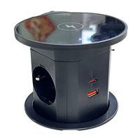 Prise de bureau motorisée intelligente escamotable avec chargeur sans fil et ports USB en alliage d'aluminium pour bureaux