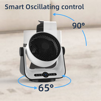 Ventilateur de table électrique intelligent et silencieux, oscillant 3D, 8 pouces, avec affichage LED, minuterie marche/arrêt, cinq modes de ventilation, 28W, pour intérieur, télécommande