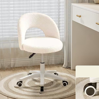 Chaise de coiffeuse pivotante réglable en hauteur ADXIN, style moderne et minimaliste, base en métal blanc, dossier creux respirant pour la maison, le bureau et la chambre