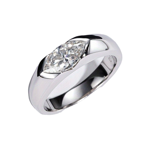 Bague de fiançailles et de mariage de luxe unisexe en argent 925 plaqué rhodium, sertie d'un moissanite solitaire taille marquise VVS, design tendance, bijoux fins - Product Image 4
