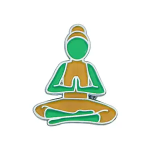 New Design Cartoon Character Badge Metal Soft Enamel Badge Yoga Figure Action Pose Enamel Badge Pin