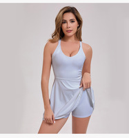 Aoyema Gym Vêtements de yoga pour femmes Vêtements de sport sans manches Séchage rapide Grande beauté Dos Badminton Fitness Robe Tennis Wear