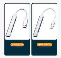 Hub USB 3.0 4 ports en 1, adaptateur multi-splitter Type C vers USB 4 ports, OTG Type-C pour téléphone et accessoires informatiques