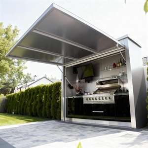 Cao cấp chống côn trùng nhà bếp ngoài trời đổ Bên Cửa bền và mạnh mẽ 304 thép không gỉ nhà bếp ngoài trời đổ cho sân - Product Image 2