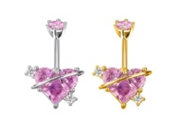 Freya Doppel-Zirkon Herz Chirurgischer Edelstahl Bauchnabelpiercing Schmuck Modische Bauchnabelringe Körper Bauchnabelpiercing Schmuck