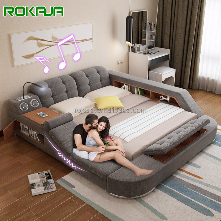 Двойная кровать с многофункциональными электрическими массажными кроватями, аудиоподъемник, компьютерный стол, книжный шкаф, безопасная мебель для спальни