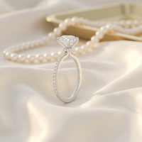 Bague de fiançailles en or 18 carats avec diamant de laboratoire certifié IGI 1-2 carats, couleur D, pureté VS1, taille coussin, pavé rempli, bague de mariée personnalisée