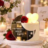 Décoration de gâteau en miroir acrylique double face sans cadre, texte gravé au laser, motif personnalisé, plaque miroir, logo sur mesure