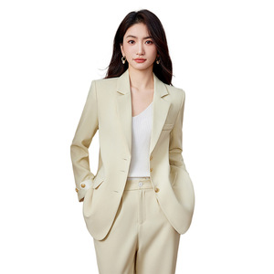 Women's <b>Black</b> Suit Set Solid Color Polyester Anti-Wrinkle Casual <b>Work</b> Attire Spring Autumn - Product Image 5