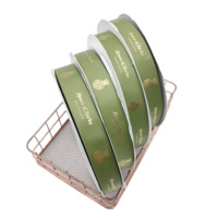 Pita Grosgrain Kustom Emas Perak Hot Stamping Foil Biodegradable untuk Ulang Tahun Natal