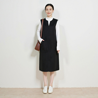 Robe pull sans manches en laine double face pour femme, coupe droite, élégante, longueur genou, idéale pour l'automne