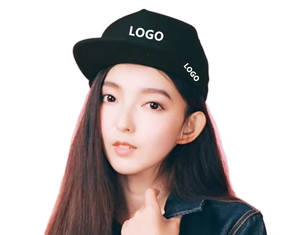 Gorras Snapback Personalizadas al por Mayor de Alta Calidad, 5 Paneles, Negras, de Algodón, con Visera Plana, Estilo Hip Hop, con Parche Bordado con Logotipo - Product Image 1