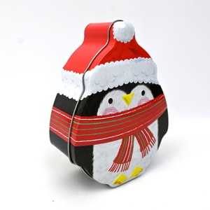 <b>Christmas</b> Penguin Shaped Tinplate <b>Box</b> with UV Coating and Custom Logo Santa Hat Scarf Print Cookie Candy Gift for Xmas Present - Product Image 5