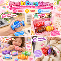Porte-clés Squishy en PU en forme de bonbon (carré/cercle) à montée lente, jouet sensoriel anti-stress, vente en gros, fournisseur d'usine OEM ODM