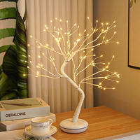 Lampe de table en forme de bouleau moderne à LED, bonsaï, télécommande, alimentation USB/batterie, blanc chaud, intensité variable, décoration intérieure/extérieure