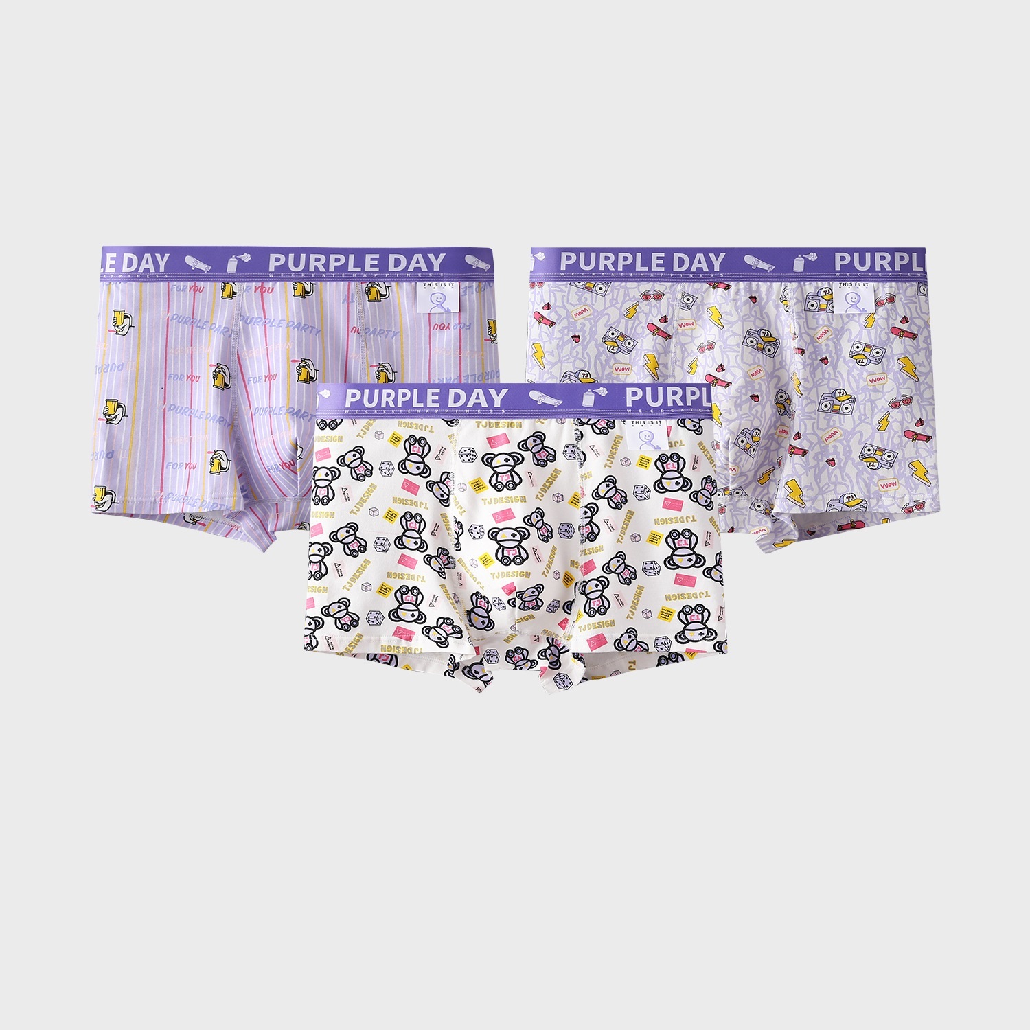 Youth Print Cotton-Blend Boxer Brief (BYH19): graphic-print and waistband detail