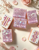 Jeu de Mahjong américain personnalisé en acrylique rose nacré, 160 tuiles, motifs floraux en relief, tuiles de Mahjong de luxe