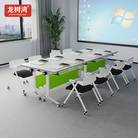 Table de formation rectangulaire moderne et simple en acier, table de conférence pliable, table de formation scolaire avec roulettes, pliable