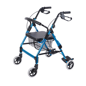 Qinda <b>Rollator</b> Walker Blue 4-Wheel Foldable With Seat And Basket For Elderly Mobility Aid - Product Image 4
