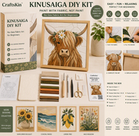 Kit de Pintura de Panda Kinusaiga con Tela, Kit de Manualidades sin Costuras para Amantes de las Manualidades, Decoración de Cocina, Juego de Regalo, Todos los Materiales Incluidos