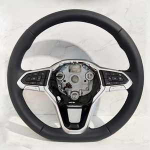 Volant <span class=keywords><strong>sport</strong></span> à 3 branches en cuir/aluminium/fibre de carbone pour VW Transporter T-Roc Beetle Polo 6R Scirocco T6 - Product Image 1