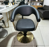 Fauteuil de Barbier Professionnel Noir pour Salon de Coiffure, Chaise Élévatrice avec Cadre en Aluminium et Pompe Hydraulique, Hauteur Réglable pour Coiffure Commerciale