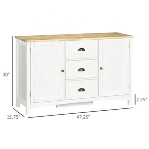 Armoire à Buffet en <span class=keywords><strong>bois</strong></span> blanc moderne avec 3 tiroirs de rangement et 2 portes pour le salon - Product Image 6