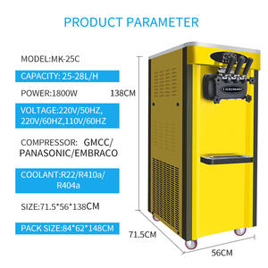 Máquina para Hacer Helado Suave MK-25C / Máquina de Helado <span class=keywords><strong>Frito</strong></span> / Máquina de Helado Americano de 3 Sabores - Product Image 2