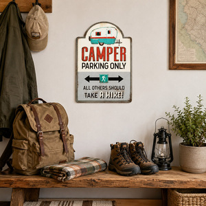 Plaque en métal vintage avec citation amusante sur le thème du camping, de la <span class=keywords><strong>randonnée</strong></span> et du lac, décoration de cabane, art mural rétro - Product Image 2