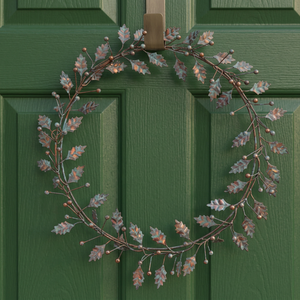 Corona de Metal Rústica Redonda Hecha a Mano con Flores Decorativas, Sin Iluminación, Paquete Individual - Product Image 6