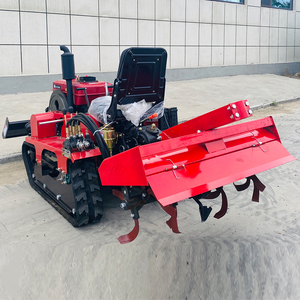 Tracteur compact à chenilles rouge, moteur diesel, cultivateur de sol agricole avec coupe-herbe pour usage agricole - Product Image 3