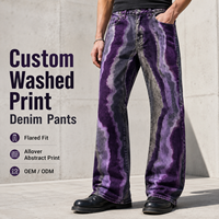 Pantalon en jean pour homme IKDEER, coupe évasée, imprimé abstrait sur toute la surface, style Y2K, fabrication OEM ODM