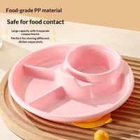 Assiette peu profonde à compartiments en plastique PP et paille de blé, assiette de dîner ménagère pour la réduction des graisses, ensemble d'ustensiles pour enfants, incassable, pour pique-nique