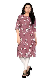 Premium Rose Crêpe Kurti Nouvelles Manches À La Mode Imprimé Ethnique Casual Wear Party Festive Indien Pakistanais - Product Image 2