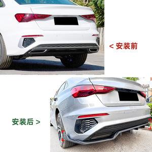 ดิฟฟิวเซอร์หลังทรง S-Line สำหรับ Audi A3 8Y รุ่นปี 2021-2024 แบบ Sedan  สปอยเลอร์มุมท้าย  สไตล์แต่ง  สีดำ Piano Black  ลายคาร์บอนไฟเบอร์  แบบด้าน - Product Image 4