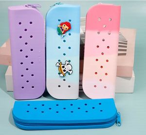 Étui à crayons portable en silicone personnalisé avec logo, pour fournitures scolaires, sac à stylos créatif DIY pour enfants, pochette de rangement multifonctionnelle - Product Image 4