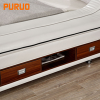 Lit en cuir multifonctionnel de luxe pour chambre à coucher, avec massage, tatami et audio intelligent, pour un rangement moderne à domicile