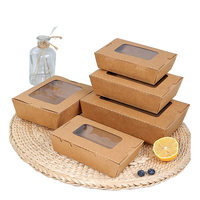 Boîte à déjeuner de salade kraft jetable biodégradable écologique et étanche avec couvercle transparent