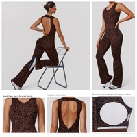 Combinaison de sport YNSEA personnalisée une pièce, dos nu, avec fermeture éclair, pantalon évasé, respirante, pour la gym, le fitness et le yoga pour femme