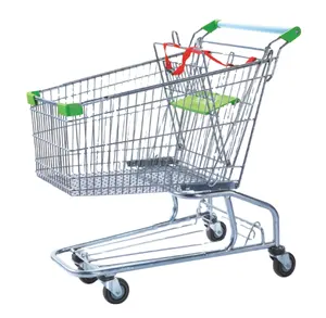 Practical and beautiful shopping cart supplier chrome plated 2-layer supermarket shopping cart