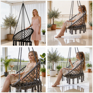 Wholesale Heavy Duty Hanging Chair for Indoor and Outdoor Reinforced Single Seater <b>Swing</b> for Hotel and Commercial Projects - Product Image 3