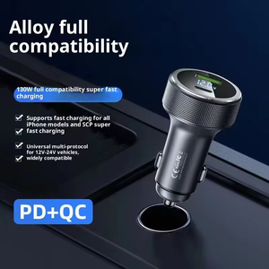 Cargador de Coche con Pantalla Digital Metálica, Carga Súper Rápida de 100w, Aleación de Aluminio, Cargador de Teléfono Móvil para Coche - Product Image 2